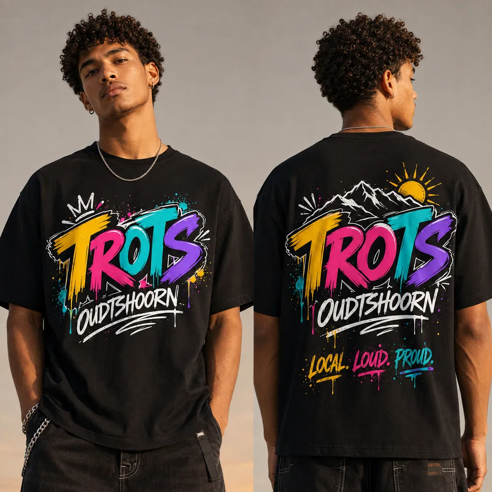 Graffiti Black (Oversized) — Trots Oudtshoorn T-hemp / T-shirt